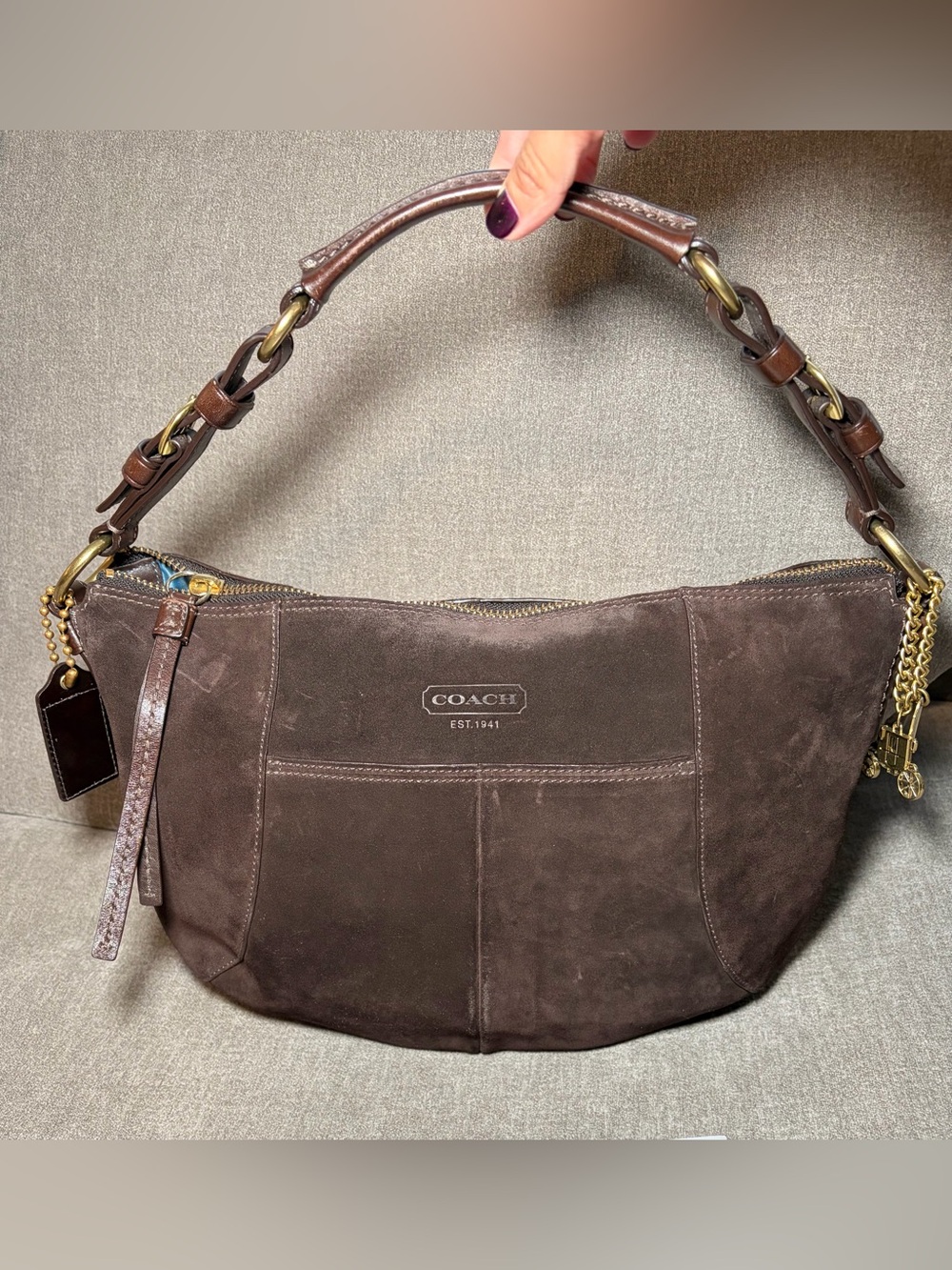 Coach Rare Carly Suede Hobo Bag 12690